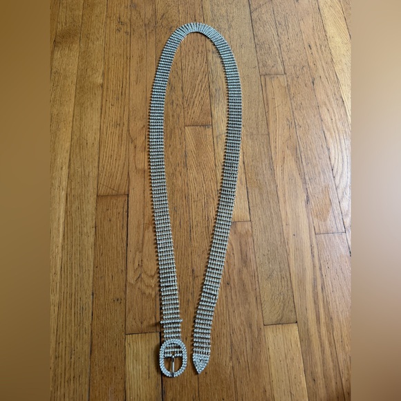 Y2K Silver Rhinestone Belt Sz XL - Picture 6 of 9